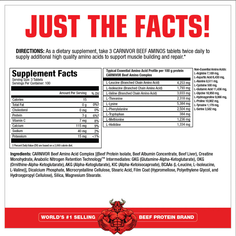 MuscleMeds Carnivor Beef Amino (300 Tablets)