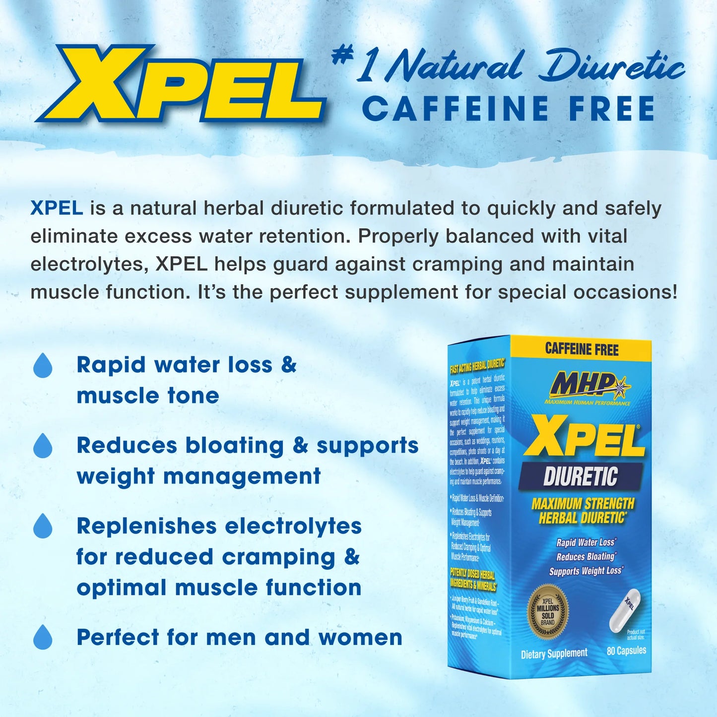 MHP Xpel Natural Diuretic Caffeine Free (80 Caps)