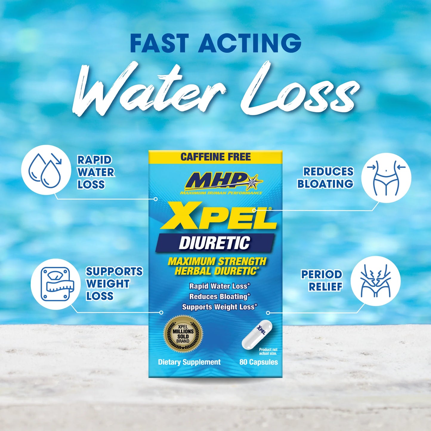 MHP Xpel Natural Diuretic Caffeine Free (80 Caps)